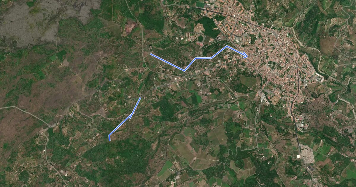 Маршрут La Trainara Variante A на спутниковом снимке
