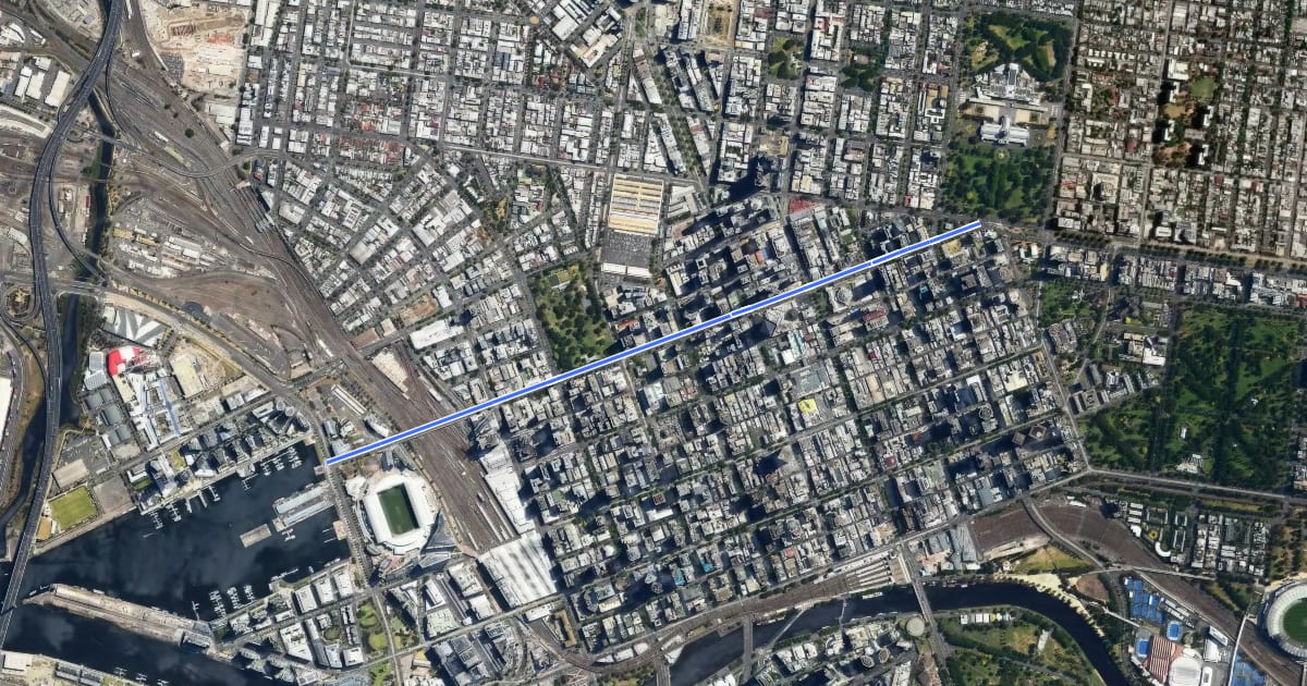 Маршрут La Trobe Street: north side на спутниковом снимке