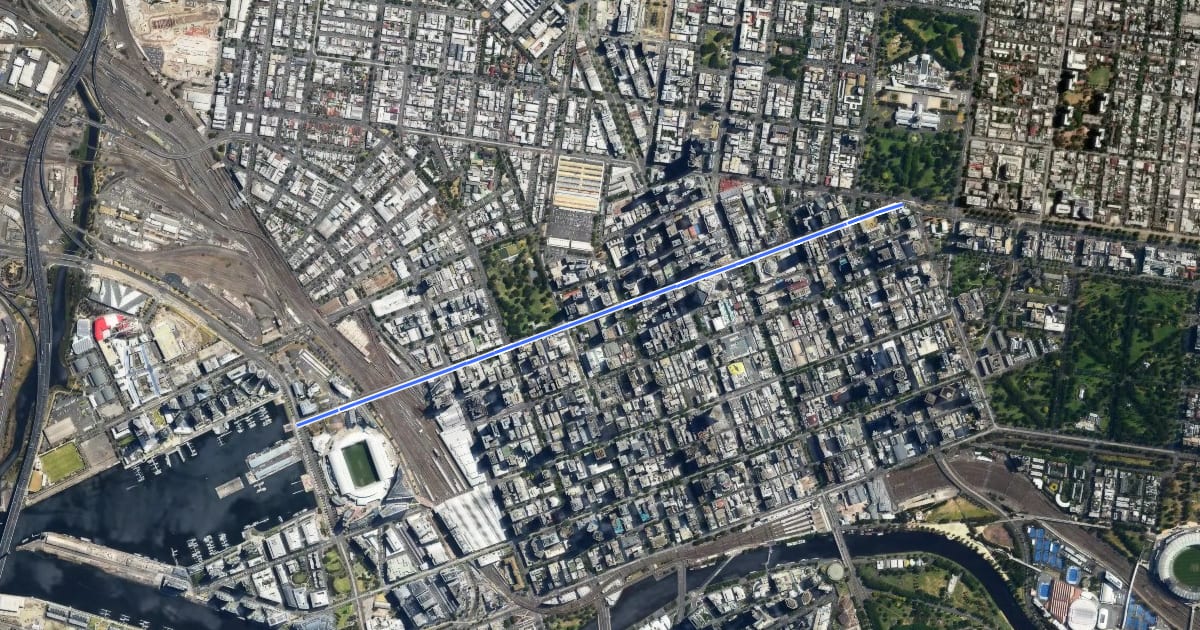 Маршрут La Trobe Street: south side на спутниковом снимке