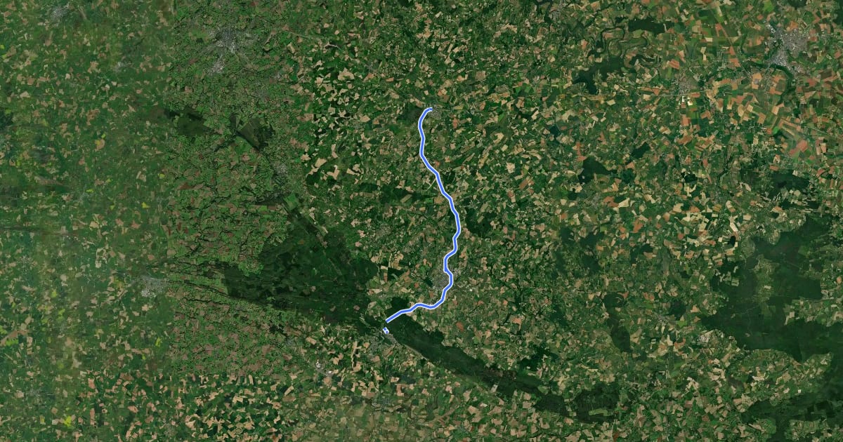 Маршрут La Vélo Bocage на спутниковом снимке