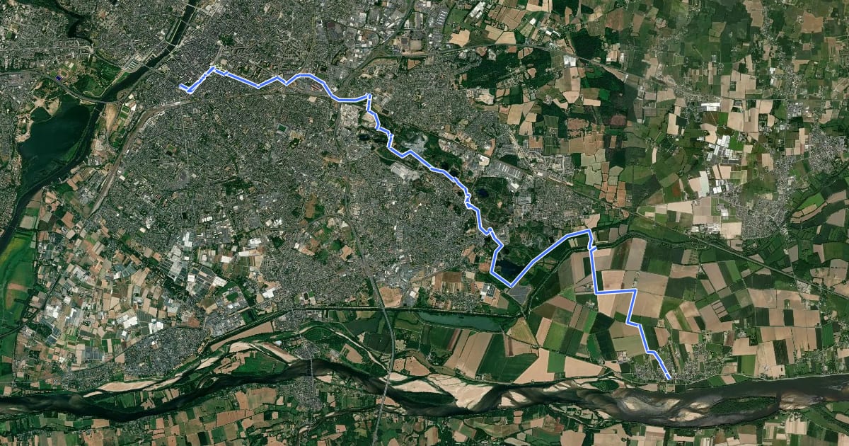 Маршрут La Vélo Francette, Angers / Trélazé / St-Mathurin на спутниковом снимке