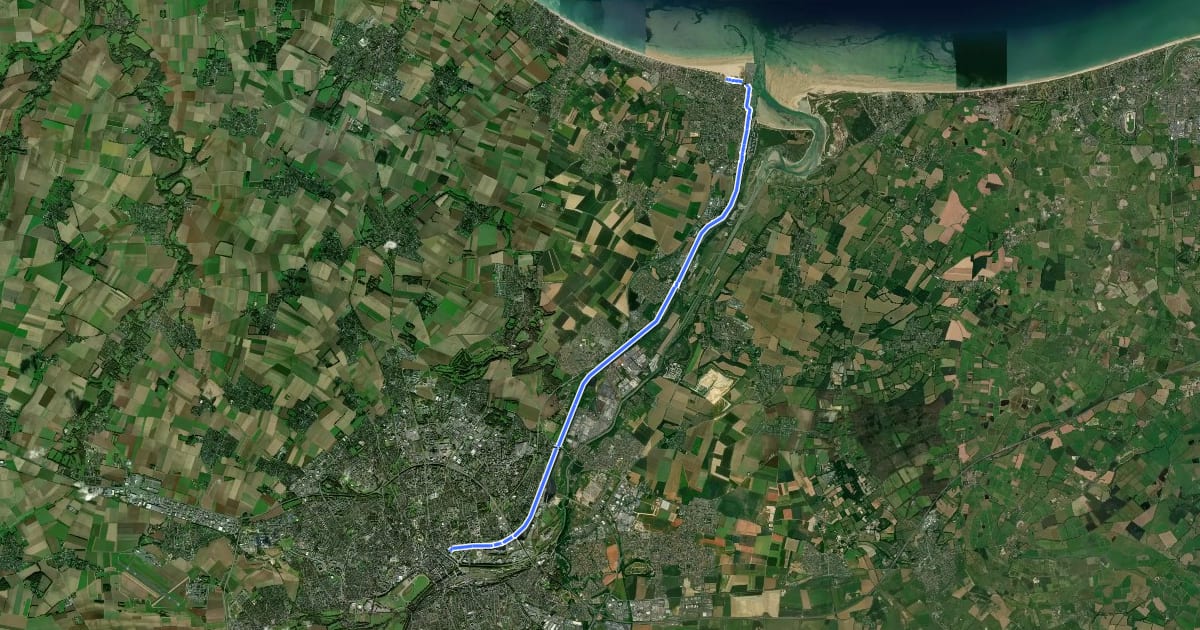 Маршрут La Vélo Francette, Ouistreham / Caen на спутниковом снимке
