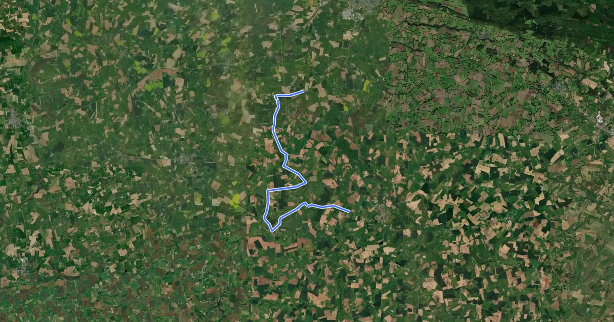 Маршрут La Vélo Francette, variante vers Saint-Fraimbault на спутниковом снимке