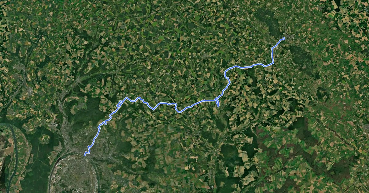 Маршрут La Véloroute des Thermes на спутниковом снимке