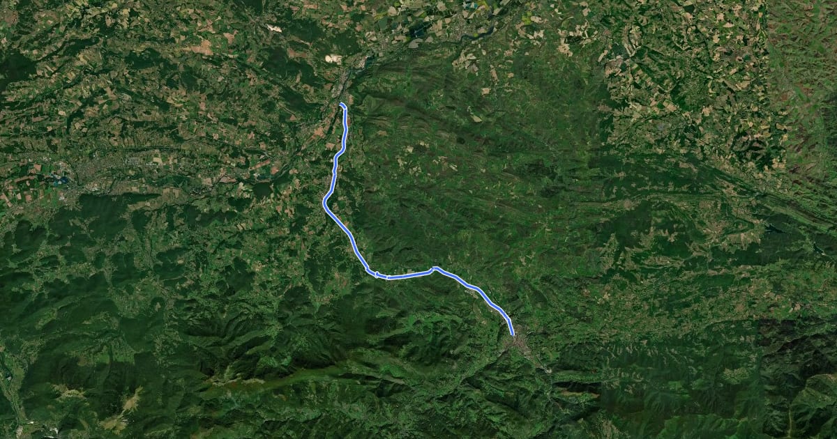 Маршрут La Vélosud 05 (Roquefort-sur-Garonne - Saint-Lizier) на спутниковом снимке