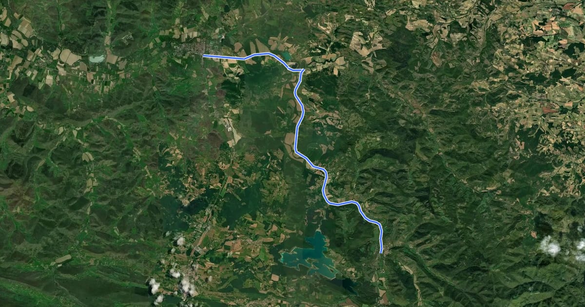 Маршрут La Vélosud 08 (Mirepoix - Chalabre) на спутниковом снимке