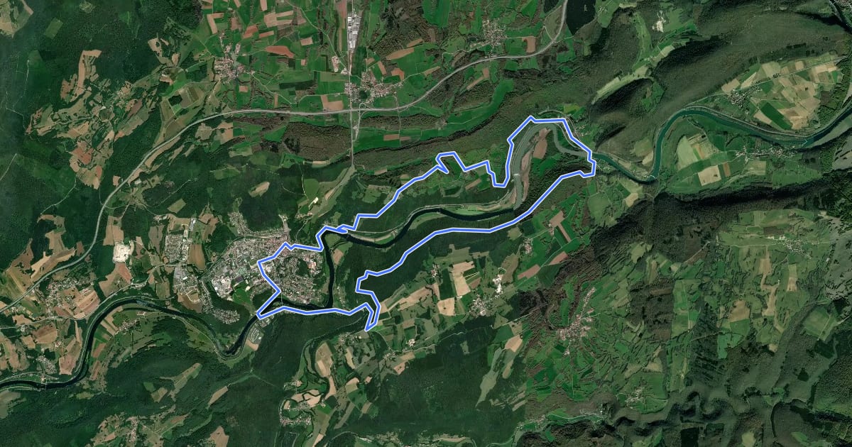 Маршрут La Vallée du Doubs на спутниковом снимке