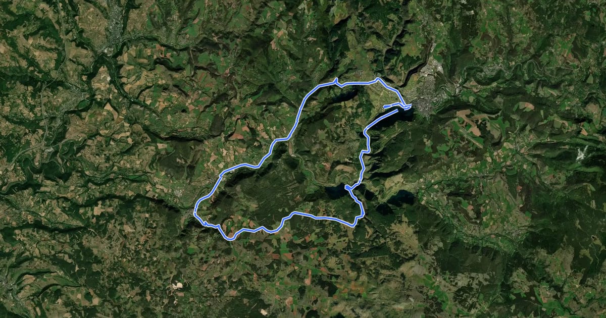 Маршрут La Vallée du Lot на спутниковом снимке