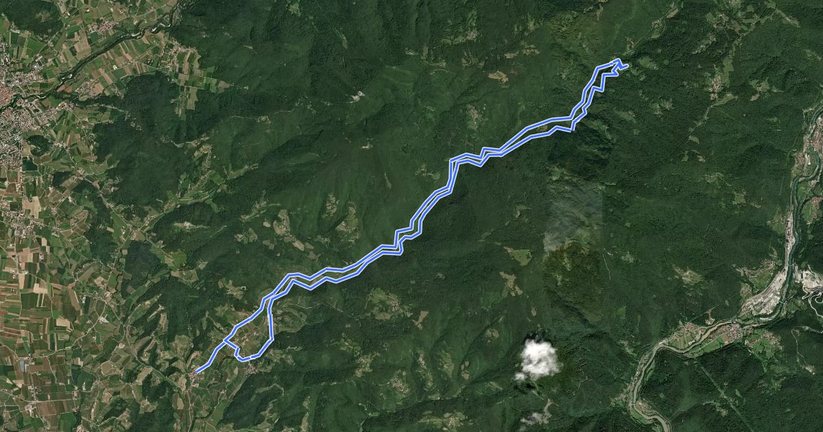 Маршрут La valle dello Judrio на спутниковом снимке