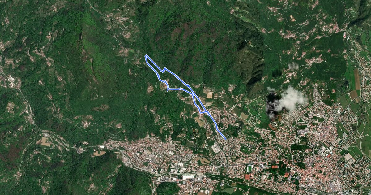 Маршрут La via dei Mulini на спутниковом снимке