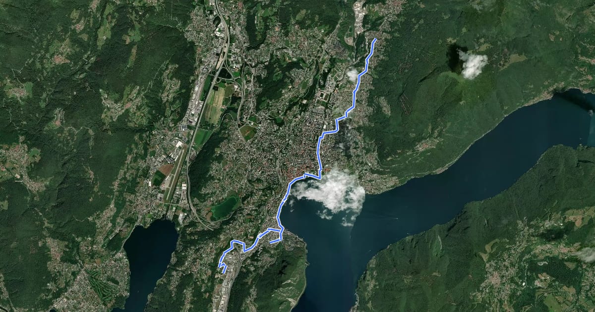 Маршрут La via del lago на спутниковом снимке
