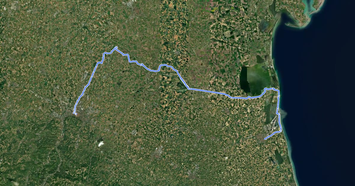 Маршрут La Via del Mare на спутниковом снимке