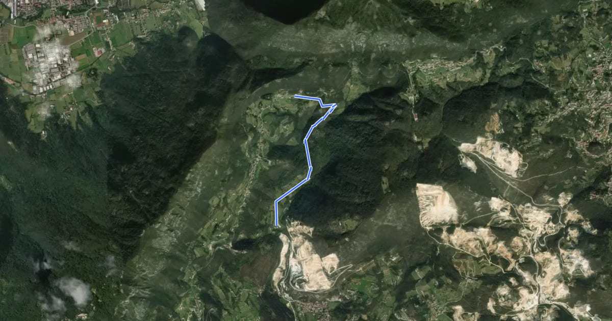 Маршрут La Via del marmo - Botticino (Molino dell'Ora- Castello di Serle) на спутниковом снимке