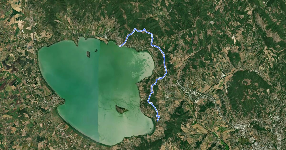 Маршрут La Via del Trasimeno Tappa 1 на спутниковом снимке