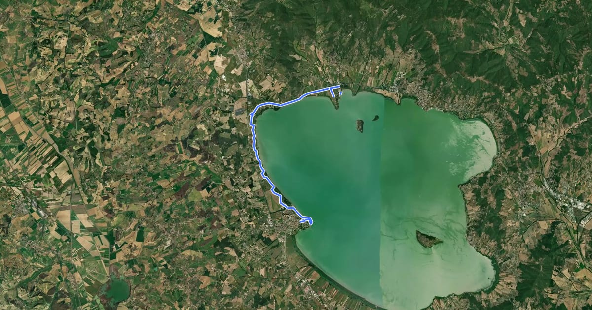 Маршрут La Via del Trasimeno Tappa 6 на спутниковом снимке