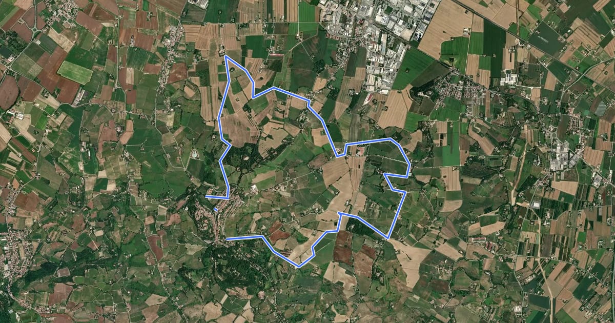 Маршрут La Via delle Vigne на спутниковом снимке