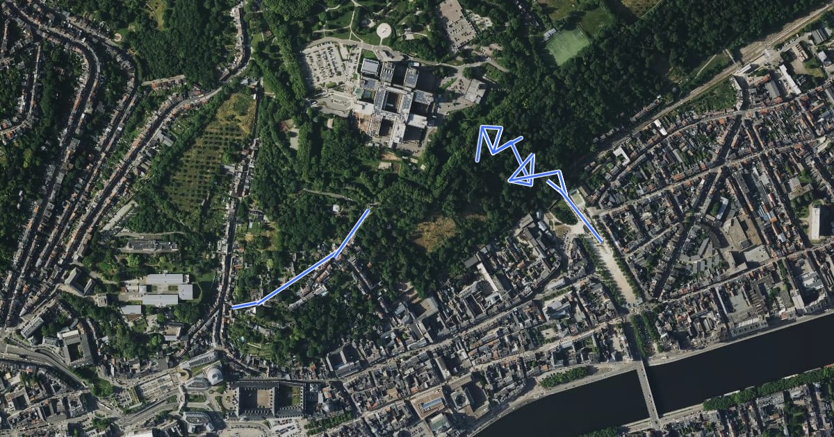 Маршрут La Ville de Bas en Haut на спутниковом снимке