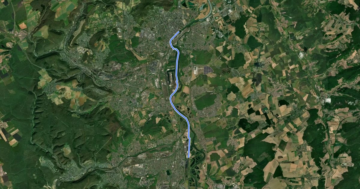 Маршрут La Voie Bleue, Moselle-Saône à vélo - Thionville - Mondelange via rive gauche Moselle на спутниковом снимке