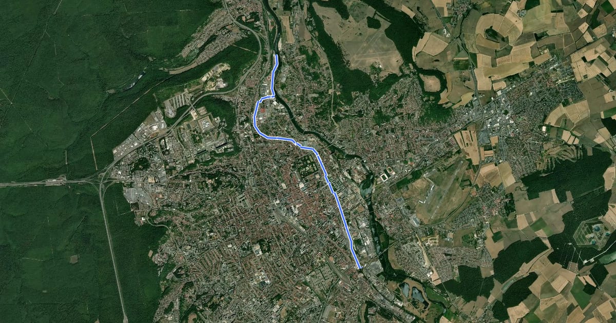 Маршрут La Voie Bleue, Moselle-Saône à vélo - Variante Champigneulles à Jarville-la-Malgrange на спутниковом снимке