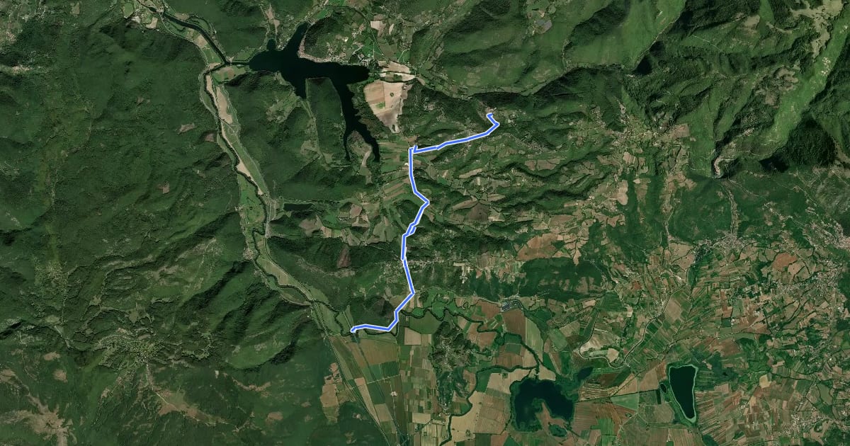 Маршрут Labro - Ponte sul Velino на спутниковом снимке