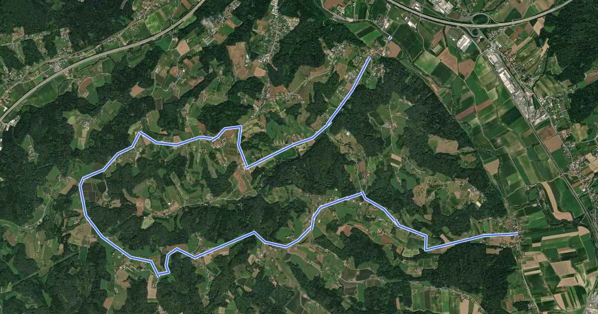 Маршрут Labucher Radweg на спутниковом снимке