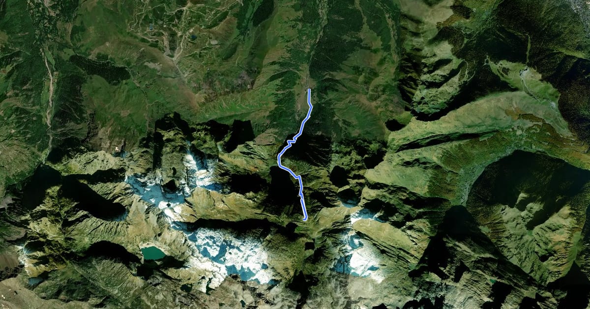 Маршрут Lac d'Oô et refuge d'Espingo на спутниковом снимке