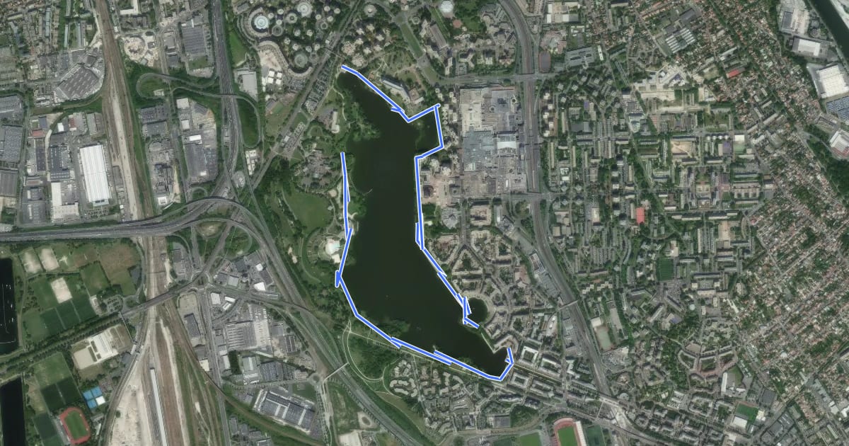 Маршрут Lac de Créteil на спутниковом снимке