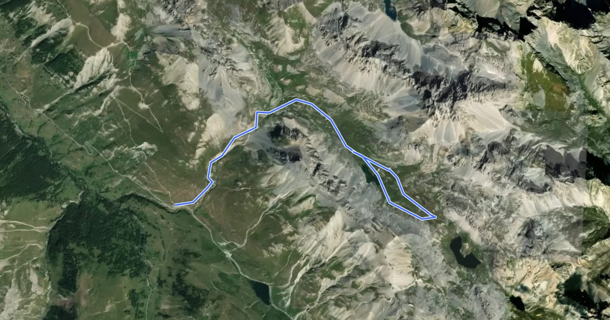 Маршрут Lac de l'Oronaye et col de Roburent на спутниковом снимке