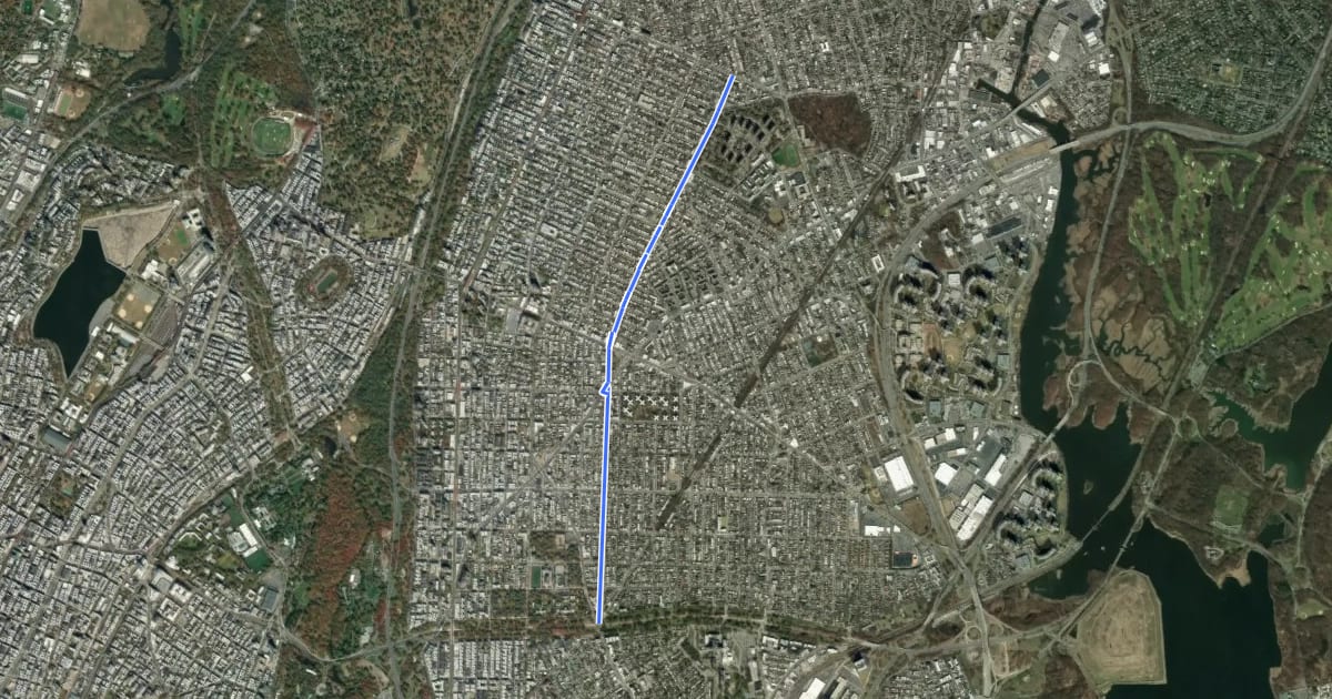 Маршрут Laconia Avenue на спутниковом снимке