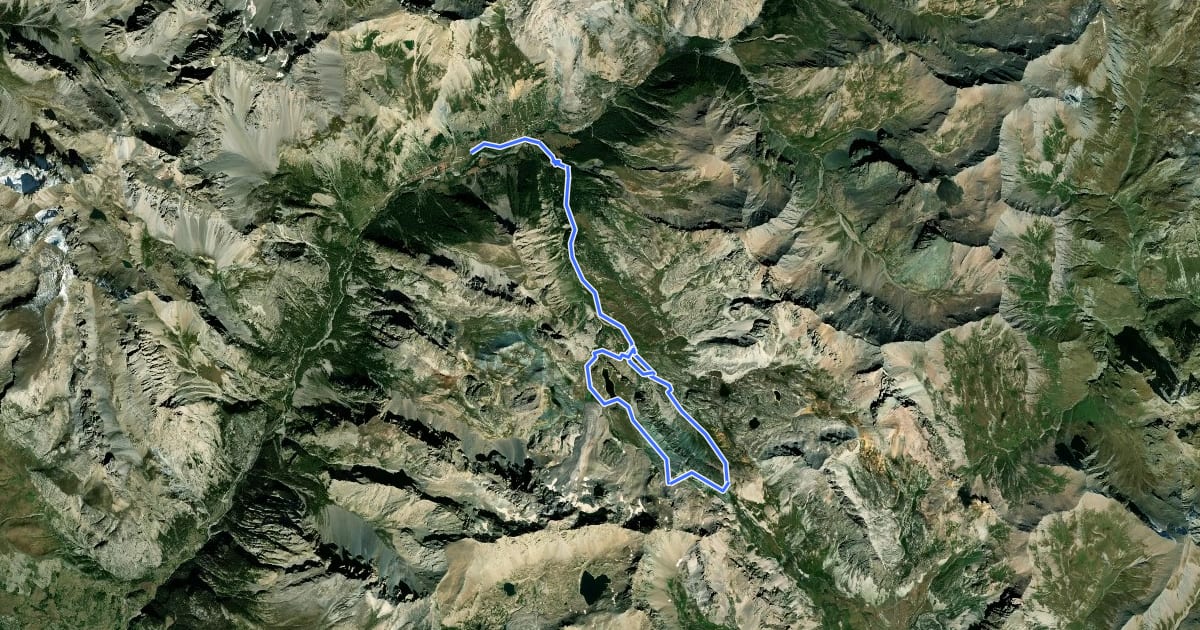 Маршрут Lacs de Marinet et col de Mary на спутниковом снимке