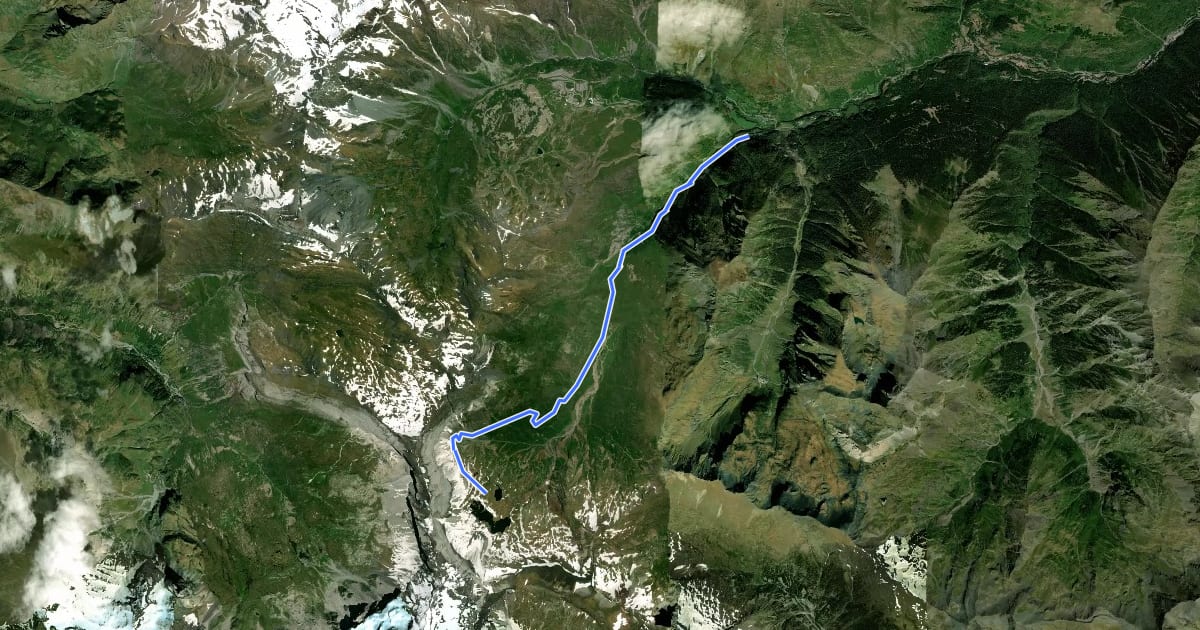 Маршрут Lacs et refuge de Barroude на спутниковом снимке