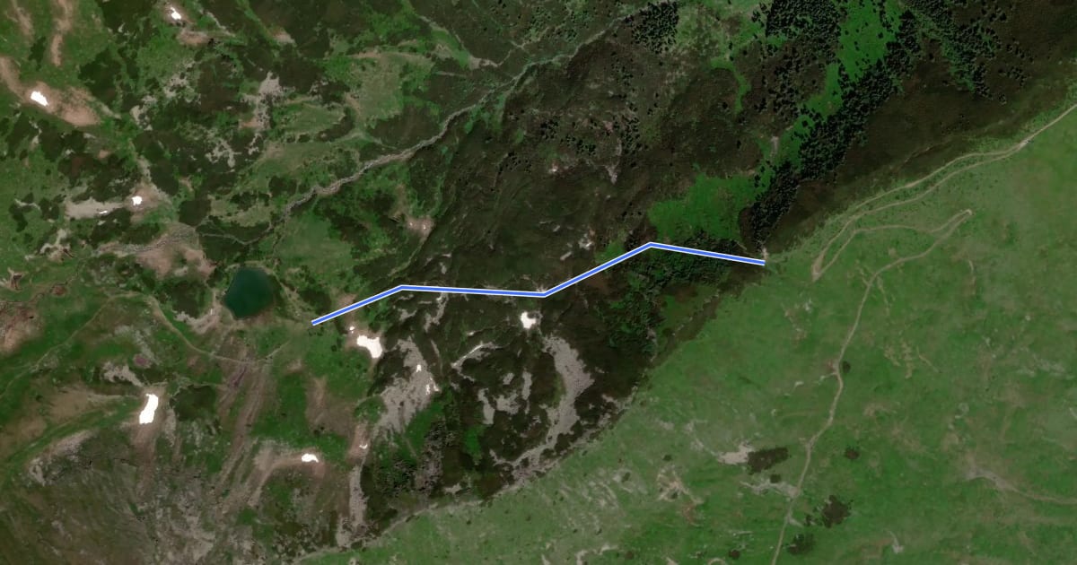Маршрут Lacul Lala Mare – Șaua Gajei (red dot) на спутниковом снимке