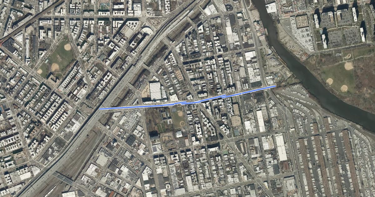 Маршрут Lafayette Avenue на спутниковом снимке