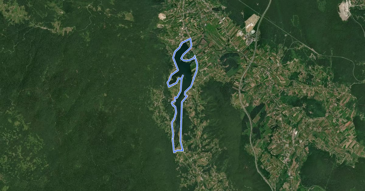 Маршрут Lagano biciklom oko jezera Sabljaci – lijepa priroda, mirni putevi i mnogo vode на спутниковом снимке