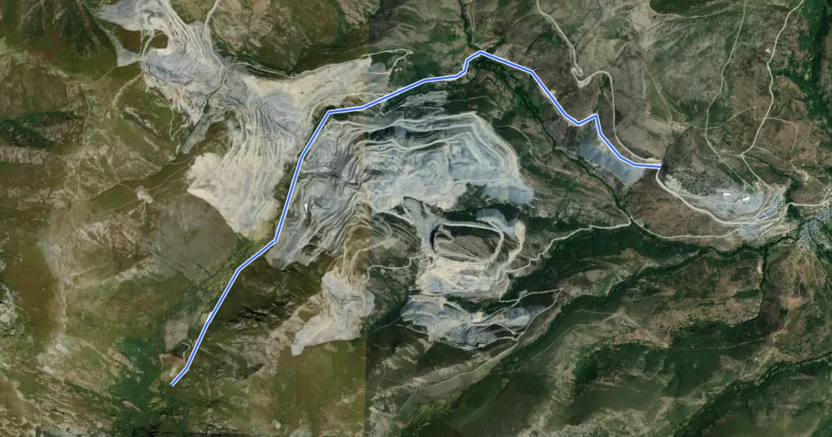 Маршрут Lago de la Baña на спутниковом снимке