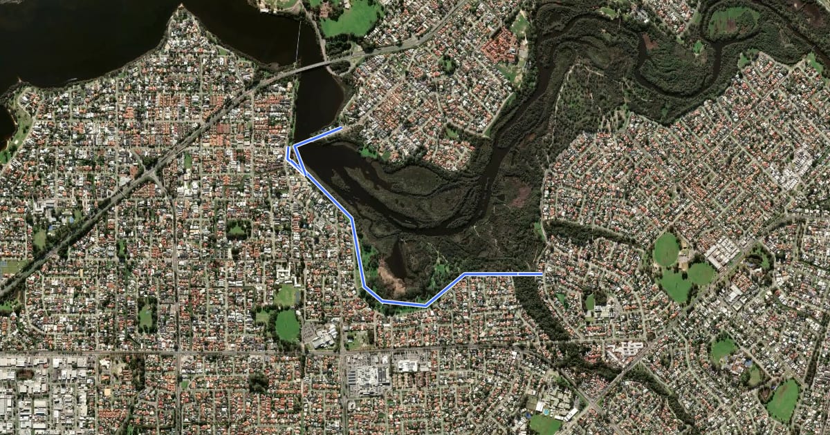 Маршрут Lagoon to Living Streams Walk Trail на спутниковом снимке