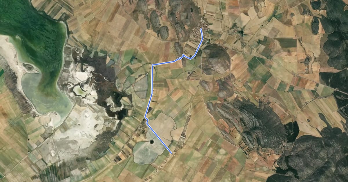 Маршрут Laguna de Gallocanta - Opcional D - Ermita de la Virgen de los Olmos на спутниковом снимке