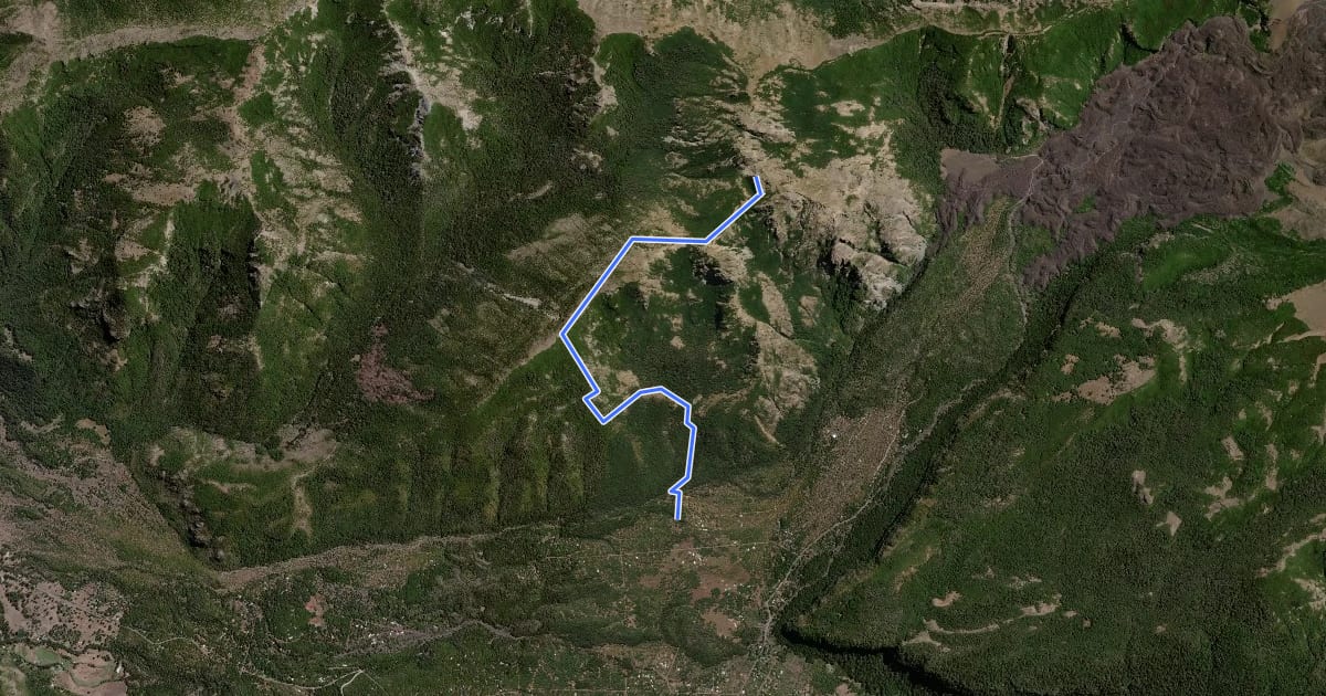 Маршрут Laguna del Huemul por Ruta de los Caballos на спутниковом снимке