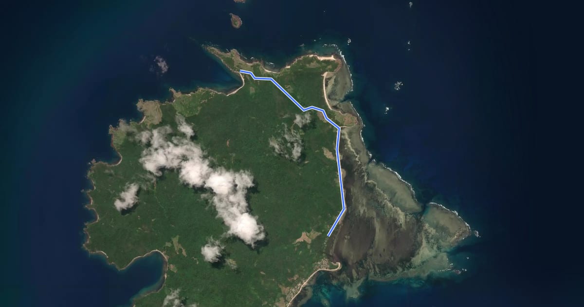 Маршрут Lagunzad Trail to Cape Engano на спутниковом снимке