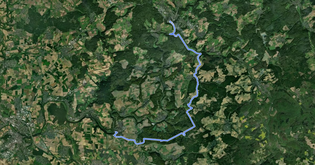 Маршрут Lahn-Camino - 2. Etappe - Jakobsweg на спутниковом снимке