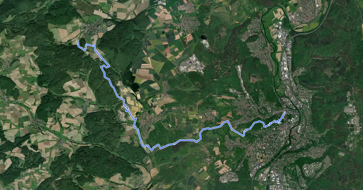 Маршрут Lahn-Dill-Bergland-Pfad Etappe 5 Caldern - Marburg на спутниковом снимке