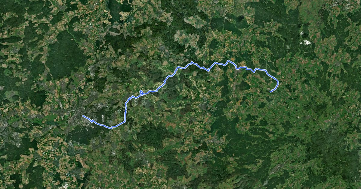 Маршрут Lahn-Ohm-Weg на спутниковом снимке