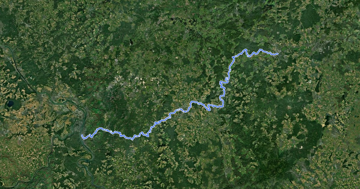 Маршрут Lahnhöhenweg [Westerwald] на спутниковом снимке
