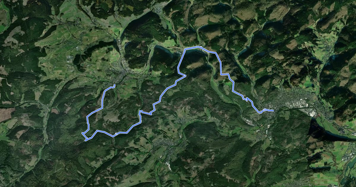 Маршрут Lahnwanderweg - 02. Etappe Feudingen-Bad Laasphe на спутниковом снимке