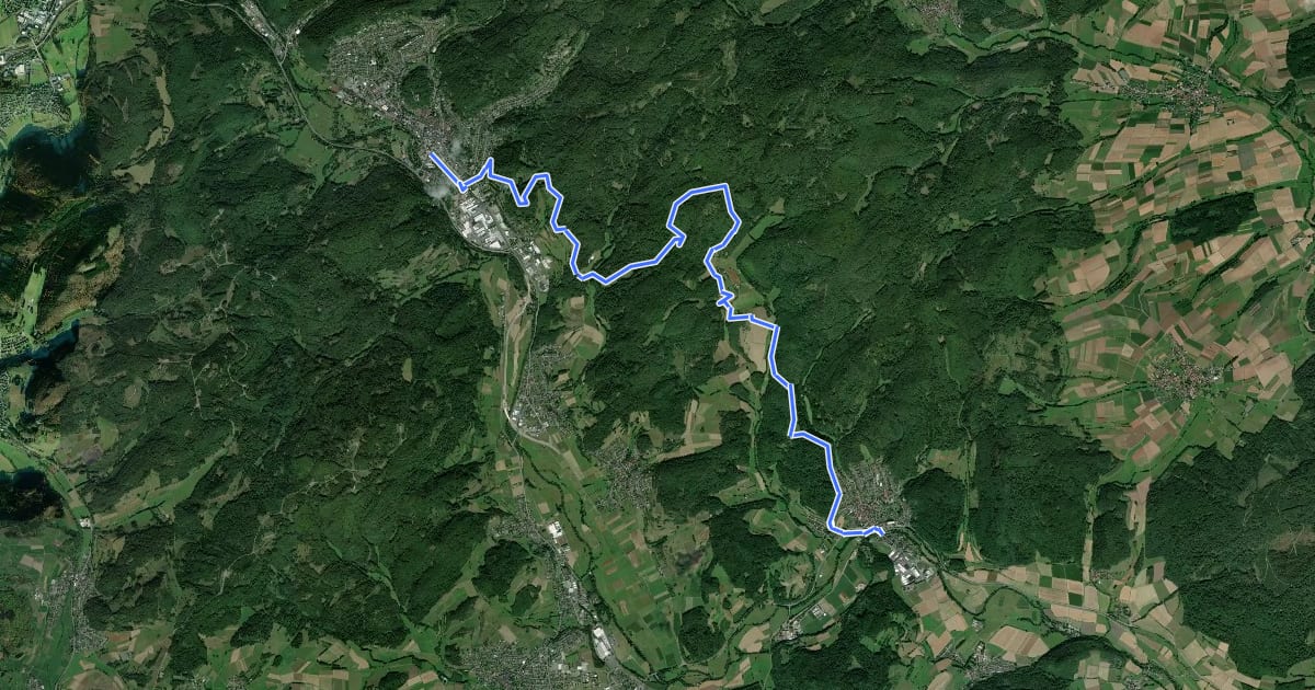Маршрут Lahnwanderweg - 04. Etappe Biedenkopf-Buchenau на спутниковом снимке