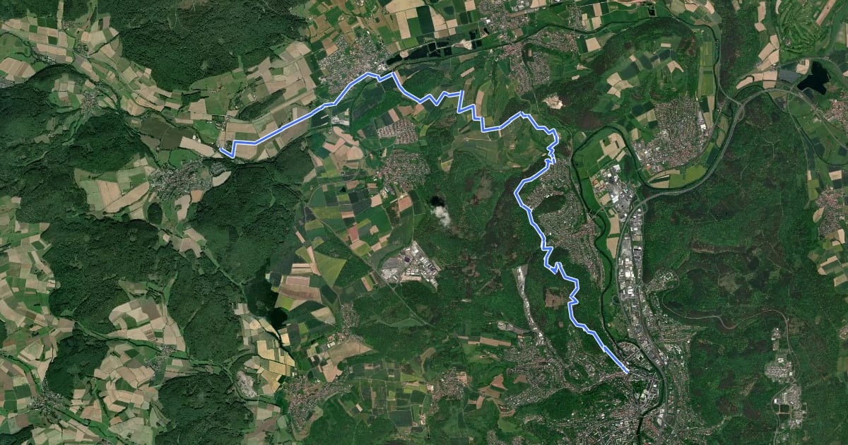 Маршрут Lahnwanderweg - 06. Etappe Caldern-Marburg на спутниковом снимке