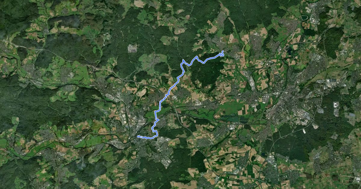 Маршрут Lahnwanderweg - 10. Etappe Rodheim-Bieber-Wetzlar на спутниковом снимке