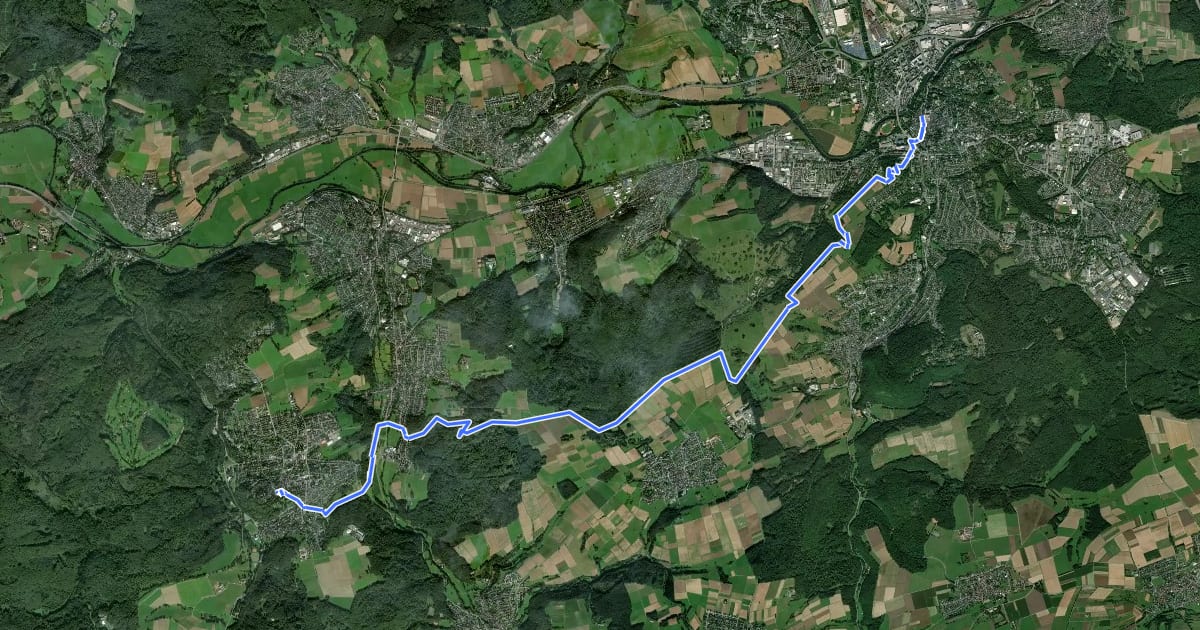 Маршрут Lahnwanderweg - 11. Etappe Wetzlar-Braunfels на спутниковом снимке