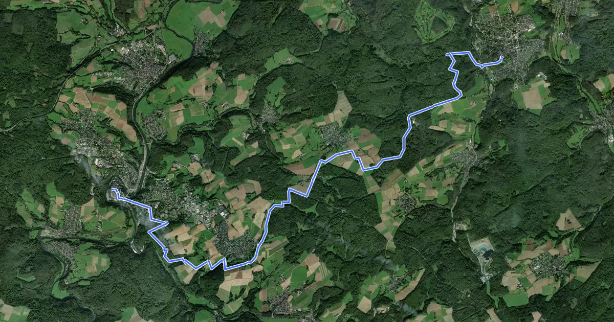 Маршрут Lahnwanderweg - 12. Etappe Braunfels-Weilburg на спутниковом снимке