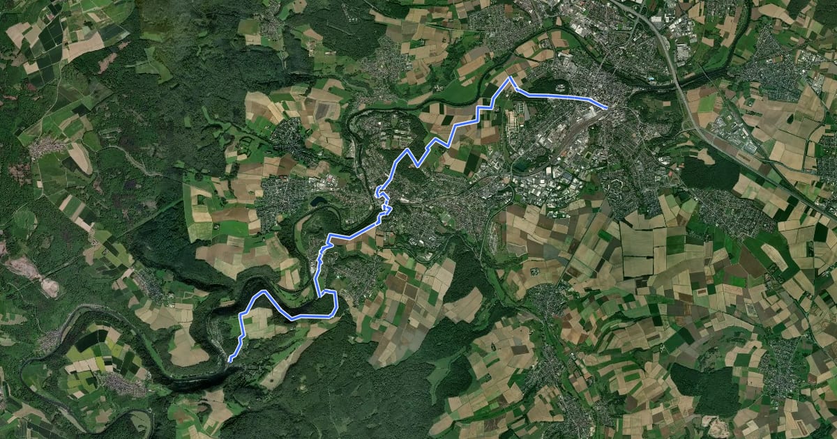Маршрут Lahnwanderweg - 16. Etappe Limburg-Balduinstein на спутниковом снимке